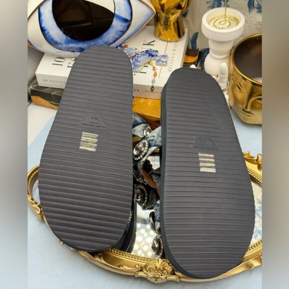 🆕 KURT GEIGER LONDON 🧿 NWOB Orson Crystal Sandal, Denim Wash - Sz EU38.5 US 8 - Picture 12 of 13